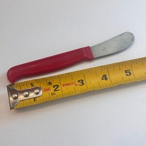 VINTAGE Butter Spreader Knife Red Handle Stainless Steel Blade Cottage Core Red